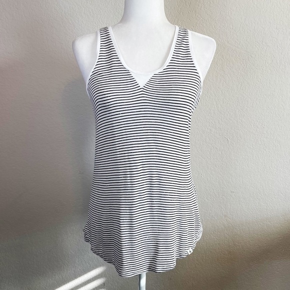 Maison Scotch and Soda Silk Blend Mini Stripe Racerback Tank Top Size Small - Picture 1 of 6